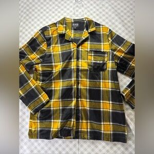 Dogg Supply Shirt Mens Large Yellow Black Snoop Dogg Pajama Fleece Notch